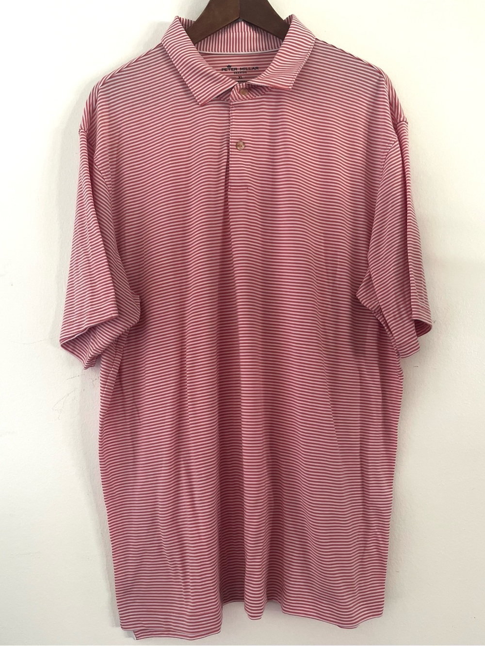Peter Millar Polo Seaside Golf Red & White Stripe Men's Size XL